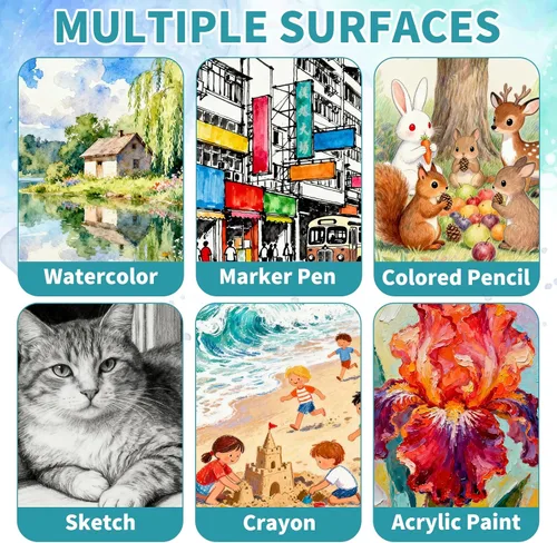 Miniatura 5 de OSIMIG 200 hojas de papel de acuarela de 9 x 12 pulgadas a granel, 110 libras/8.11 oz/m² de prensa en frío, almohadilla de papel de color de agua