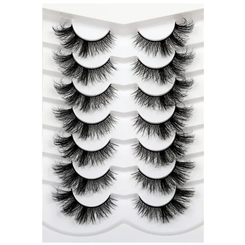 Miniatura 107 de Medias pestañas postizas con banda transparente, finas, estilo ojo de gato, naturales, cortas, pequeñas, acento 3/4, de visón sintético, tiras