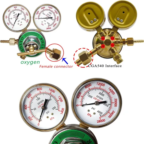 Miniatura 4 de Regulador de oxígeno resistente, regulador de antorcha de corte con medidor de tanque grande, salida 0-200PSI entrada 0-4000PSI CGA 540