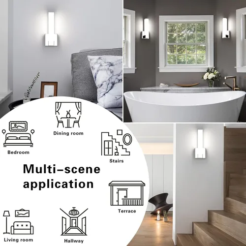 Miniatura 4 de Lámparas de pared cromadas para dormitorio Iluminación LED moderna para interiores Apliques de pasillo Luz de esquina de 30 cm de altura 12W 4000K