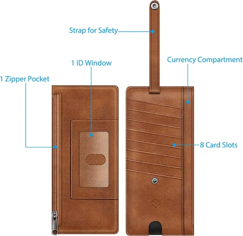 Miniatura 5 de FINTIE Cartera Delgada Porta Tarjetas de Crédito Monedero, Estuches para Tarjetas de Negocios con Bloqueo RFID y Bolsillo con Cremallera