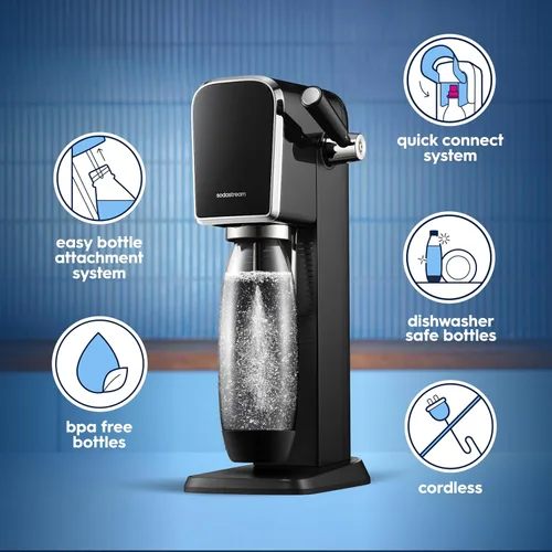 Miniatura 3 de SodaStream - Máquina de agua con gas ART PAQUETE DE VALOR Sistema de CO2 CQC Incluye 2 cilindros de CO2, 2 botellas de 32 onzas líquidas aptas