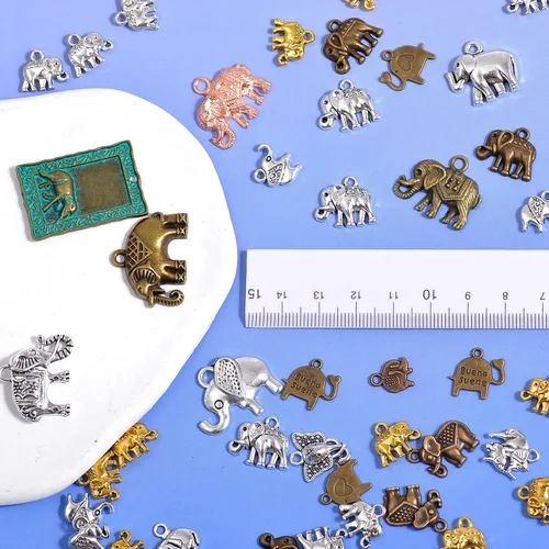 Miniatura 4 de stino - 100 g de dijes colgantes de metal para hacer joyas, lote de dijes bañados en plata y oro para pulseras, collares y manualidades, dijes