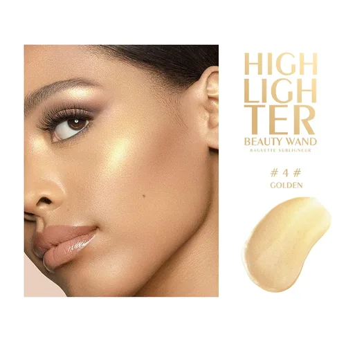 Miniatura 4 de KYDA Varita iluminadora líquida, iluminador facial brillante para construir, resaltador brillante, bronceador, cobertura suave mezclable con Dorado