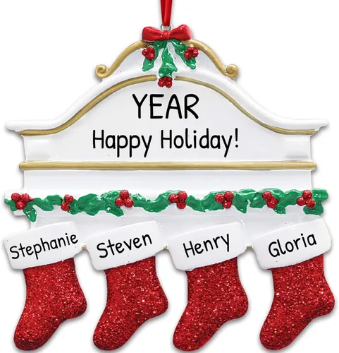 Miniatura 15 de Adornos de Navidad familiares personalizados – Medias de Navidad personalizadas con nombres, regalos para parejas, adornos 2024, nuestra primera