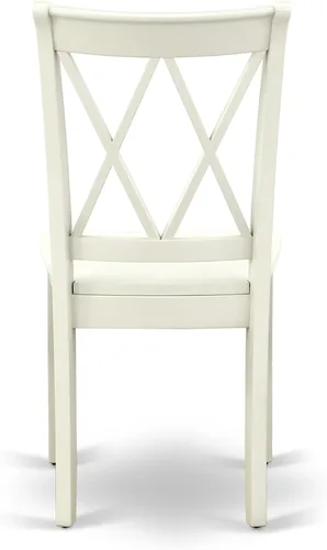 Miniatura 9 de East West Furniture ANCL3-LWH-W - Juego de mesa de cocina de 3 piezas para espacios pequeños contiene una mesa de comedor redonda con pedestal y 2