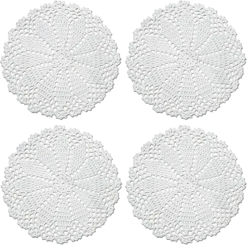 Miniatura 9 de Phantomon Juego de 4 manteles individuales de algodón hechos a mano de 7 pulgadas (beige)