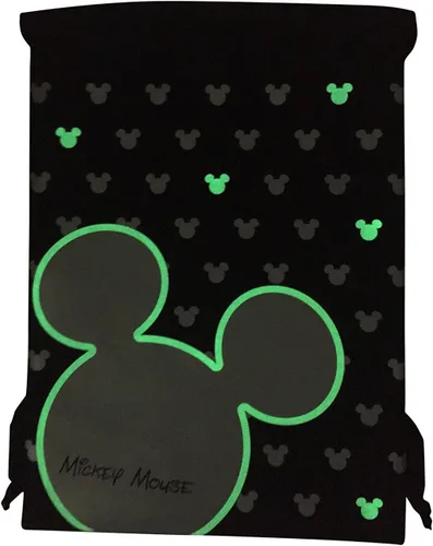 Miniatura 2 de Emerald Disney Mickey Mouse Glow in The Dark Mochila con cordón y libro de autógrafos con monedero juego de 3 plata auto de cabeza grande