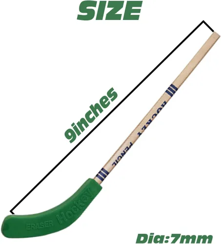 Miniatura 2 de TIHOOD 12 lápices de hockey y borradores – Suministros para fiestas temáticas de hockey de 9 pulgadas, divertidos lápices geniales para fanáticos