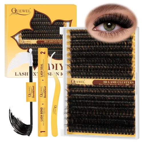 Miniatura 44 de QUEWEL 580 racimos de pestañas 30D+40D+50D+60D+80D+100D racimos de pestañas wispy de 10-18mm, pestañas individuales en racimo reutilizables