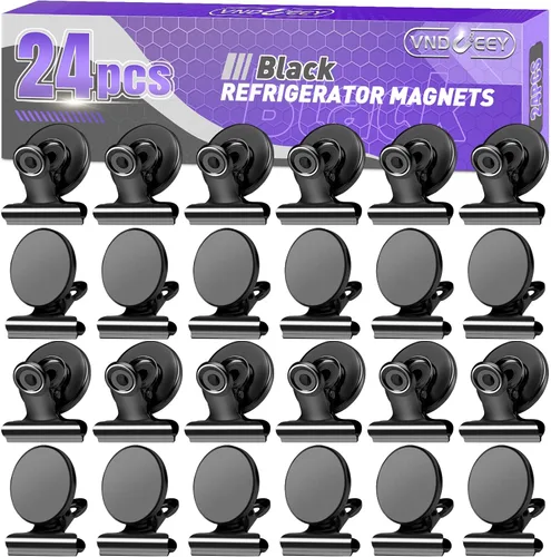 Miniatura 13 de VNDUEEY Paquete de 6 imanes para refrigerador, imanes para refrigerador, clips magnéticos negros, imanes para pizarra blanca, clips magnéticos