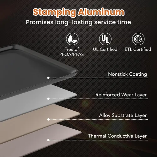 Miniatura 4 de LDAILY Plancha Eléctrica Antiadherente Extra Grande, Parrilla Teppanyaki BBQ con 4 Temperaturas Ajustables, Calentamiento Uniforme y Asas, Plancha