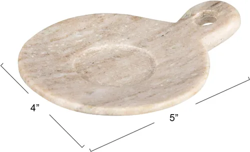 Miniatura 2 de Creative Co-Op Plato de mármol tallado a mano con asa, beige