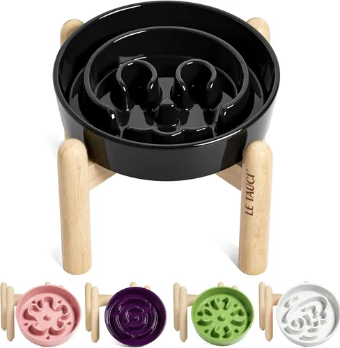 Miniatura 30 de LE TAUCI Cuencos para perros de cerámica de alimentación lenta, cuenco de alimentación lenta de 1.5 tazas para razas pequeñas y medianas, cuenco