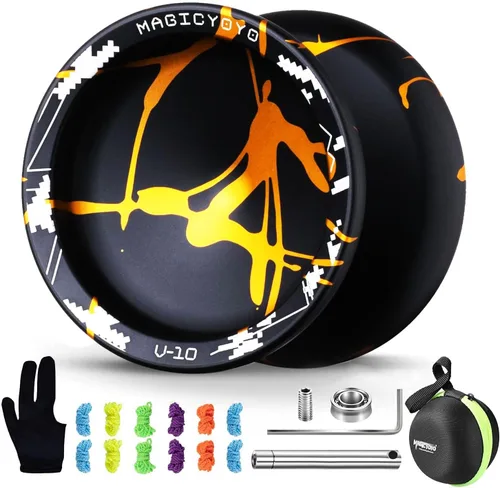 Miniatura 16 de MAGICYOYO V10 Yoyo de dedo giratorio profesional de metal Yoyo de doble propósito sensible y no sensible con estuche de almacenamiento + guante
