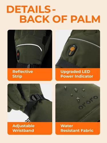 Miniatura 3 de ORORO Guantes térmicos para mujeres y hombres, guantes de motocicleta con calefacción recargable, guantes de batería para esquí y artritis