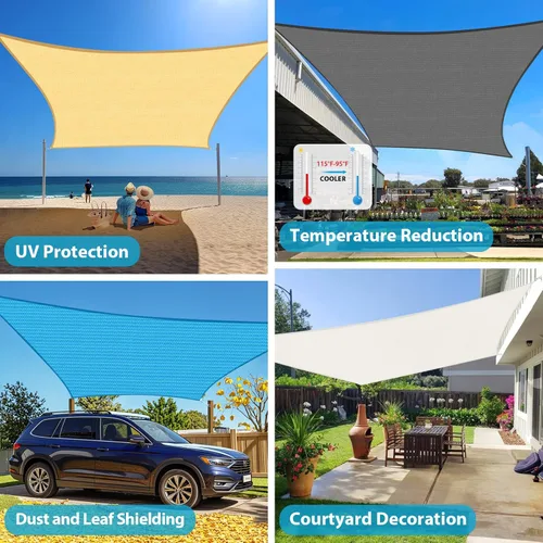 Miniatura 3 de Amagenix Vela de Sombra Solar 16'X20' Borde Curvado Toldo de Sombra Exterior Gris Oscuro Transpirable 95% Bloqueo UV Tela de Sombra para Patio