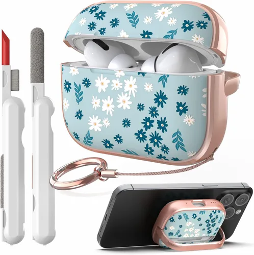 Miniatura 8 de TATOFY Funda con cerradura para estuche de Airpods Pro, funda rígida de flores para iPod Pro para mujeres y niñas con soporte para teléfono y kit