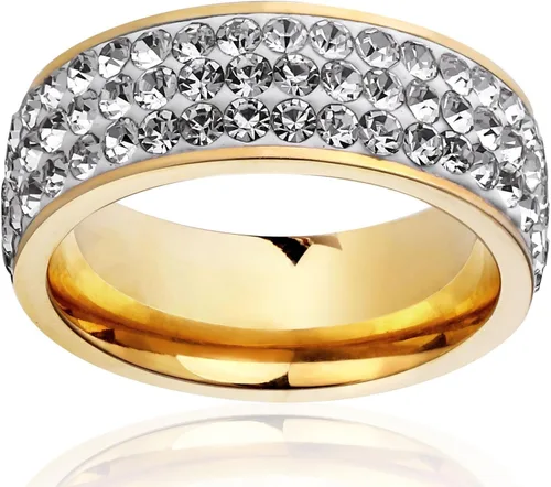 Miniatura 3 de VNOX Women Stainless Steel Eternity Ring CZ Cubic Zirconia Circle Round,Gold Plated,7mm Width
