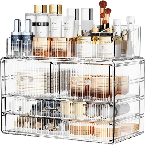 Miniatura 9 de ZHIAI Organizador Cosmético Apilable, Organizador Cosmético de Acrílico para Cómoda, Tocador, Gabinete de Cocina, Baño, Debajo del Fregadero