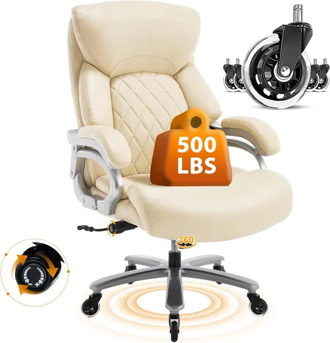 ZSQN Silla de Oficina Grande y Alta para Personas de Gran Tamaño, 500LBS Respaldo Alto Extra Ancha Silla de Oficina Ejecutiva de Servicio Pesado