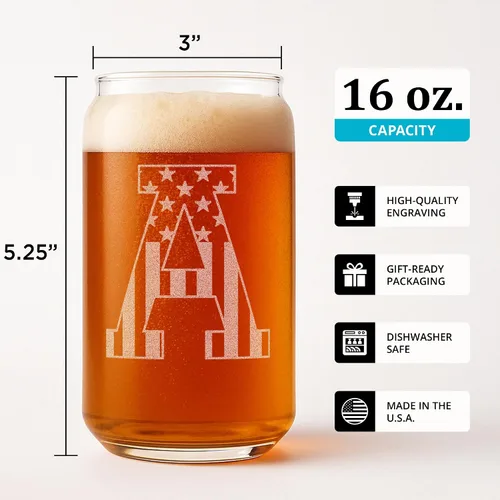 Miniatura 3 de Vasos de cerveza con monograma para hombres (A-Z) 16 oz - Regalos de cerveza para hombres hermano hijo papá vecino - Regalos únicos para él - Tazas