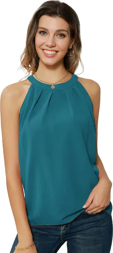 Miniatura 2 de GRACE KARIN Camiseta sin mangas con cuello halter de lentejuelas para mujer, camisola elegante y brillante, para fiesta, club, cóctel, chaleco