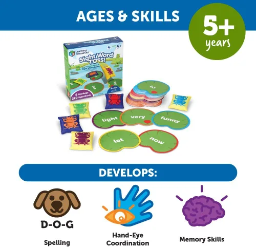 Miniatura 5 de Learning Resources Lanzamiento de palabras a la vista, juegos de fonética de palabras a la vista, tarjetas flash de lectura, mayores de 5 años