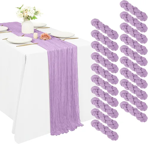 Miniatura 19 de 10 piezas de camino de mesa de estopilla en azul bebé 10 pies, camino de mesa de gasa para recepción de boda, despedida de soltera, fiesta