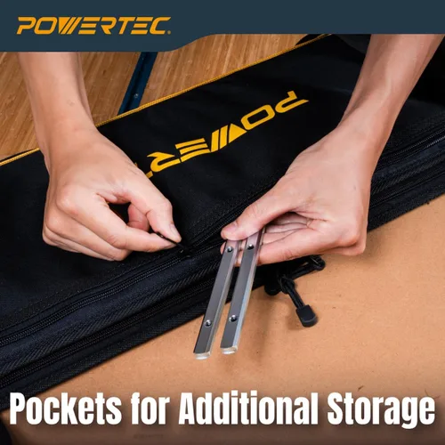 Miniatura 5 de Bolsa de riel guía de sierra de pista de 59" POWERTEC 71411 para Makita y DEWALT, con acolchado de doble cara para colocación segura del riel
