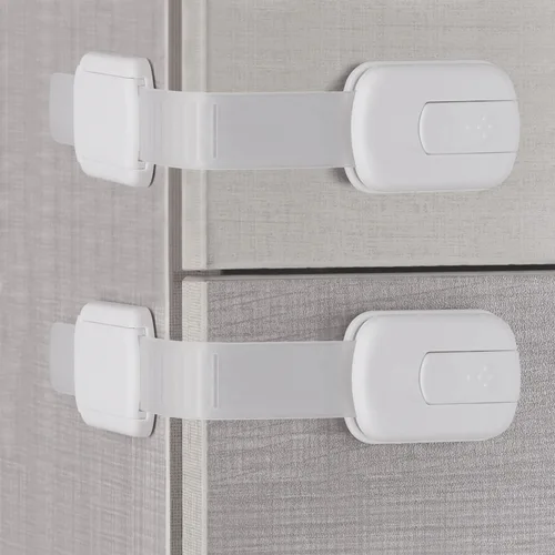Miniatura 2 de Correas a prueba de bebés, paquete de 8 cerraduras de seguridad para niños, para gabinetes, cajones, nevera, lavavajillas, armario, asiento