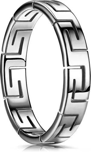 King Ring 4mm Greek Ring Viking Stainless Steel for Men & Women Ring Wedding Bands for Him & Her Engagement Couple Rings Everyday Elegant Ring