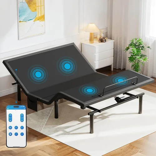 Miniatura 9 de Pipishell - Somier ajustable individual XL con masaje, base de cama eléctrica con inclinación de la cabecera y las patas, puertos USB-A y USB-C