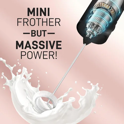 Miniatura 6 de Mini y Poderoso Espumador de Leche de Mano – Potente Espumador de Café de Mano, Mezclador de Bebidas Operado con Pilas – Tamaño de Bolsillo Compacto
