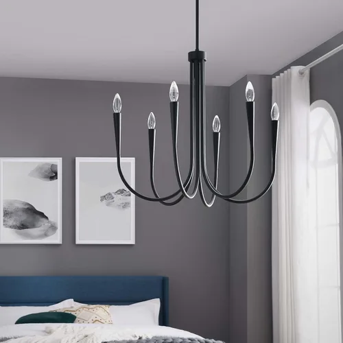 Miniatura 2 de Modway Penrose - Lámpara de araña de 6 luces, color negro, 25 x 25 x 72 pulgadas