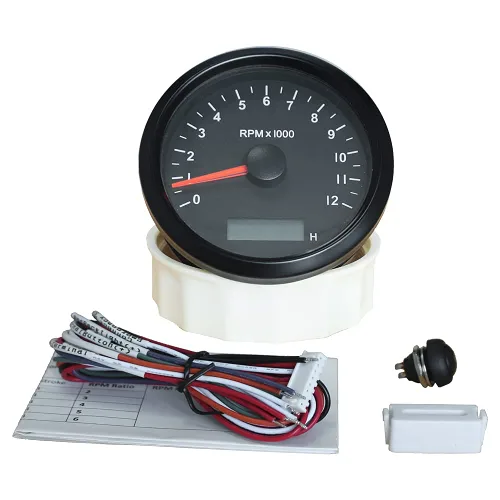 Miniatura 3 de ELING Tacómetro universal Medidor RPM con medidor de horas ajustable y alarma RPM 0-12000RPM 3.346 in con retroiluminación Negro+Negro