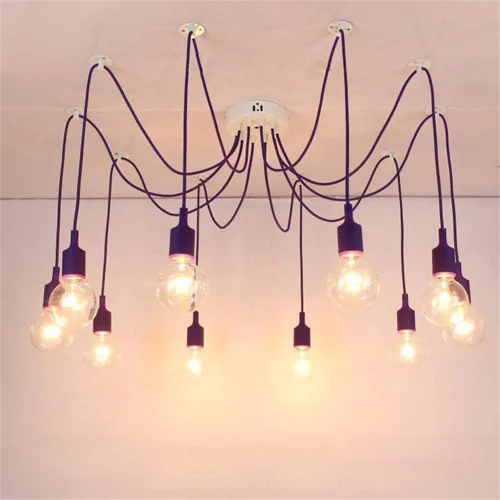 Miniatura 8 de Luces colgantes de 10 vías para bricolaje, lámpara colgante de techo ajustable de altura Candelabro de araña de 10 brazos Lámpara colgante
