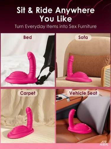 Miniatura 5 de Consolador de empuje para montar a caballo - Molinillos sexuales con control remoto con 9 empujes y vibraciones para estimulación del punto G