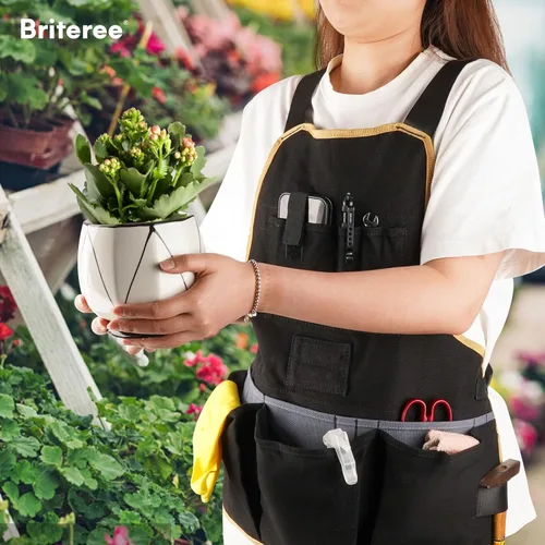 Miniatura 7 de Delantal de herramientas de trabajo para hombres y mujeres, longitud del torso con 21 bolsillos para herramientas, delantal de lona duradero, Naranja