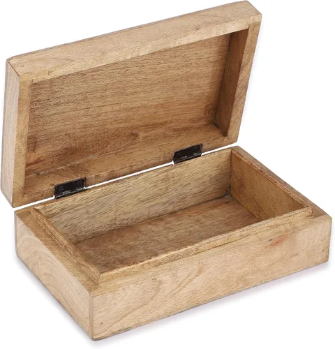 Miniatura 5 de Ajuny Caja de almacenamiento decorativa de madera tallada a mano para joyas, caja de arte, organizador de almacenamiento con diseño de cruz blanca
