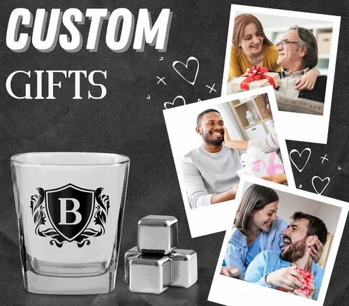 Miniatura 7 de Regalos de whisky para hombres, vaso de whisky con inicial personalizada con piedras de whisky para papá, novio, mejores amigos, compañeros