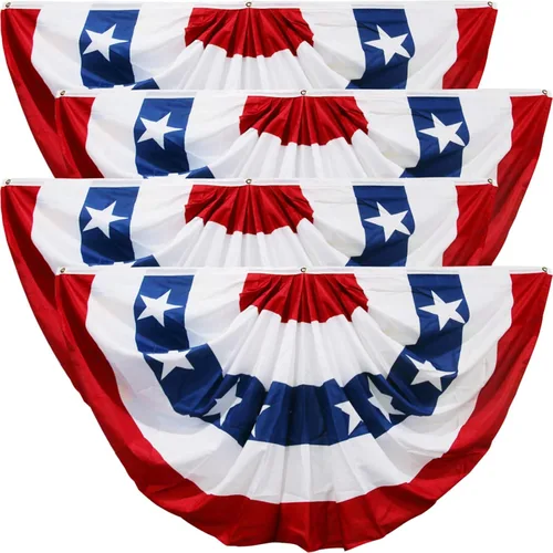 Miniatura 13 de HOOSUN Decoraciones del 4 de julio, banderines de bandera estadounidense para exteriores, decoraciones patrióticas del 4 de julio de 1.5 x 3 pies