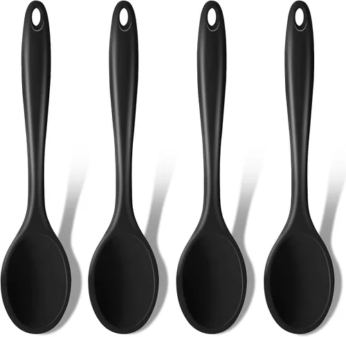 Miniatura 14 de GEEKHOM Cucharas de cocina de silicona, 2 piezas de 11 pulgadas, juego de utensilios de cocina de silicona resistentes al calor, cucharas grandes
