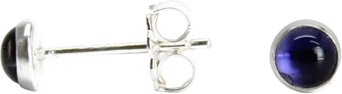 Miniatura 35 de Aretes de tuerca con piedras preciosas para mujeres y niñas, bisel redondo de 0.157 in de plata esterlina 925