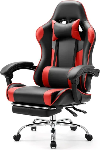 Miniatura 17 de Sweetcrispy Silla de videojuegos – Silla de escritorio ergonómica con reposapiés y soporte lumbar, altura ajustable con respaldo alto y reposabrazos