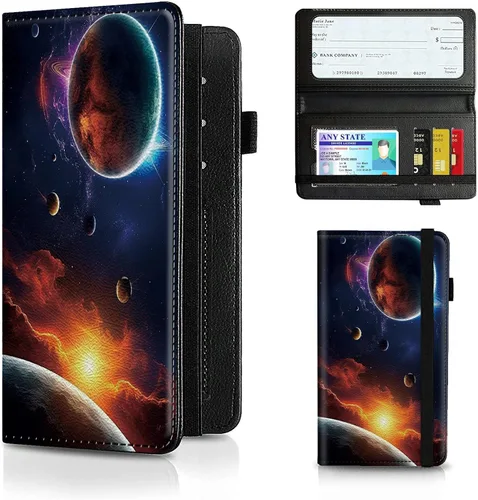 Miniatura 56 de Funda para chequera para hombres y mujeres, cartera de cuero RFID con ranuras para tarjetas de crédito, soporte de cheques duplicados personales