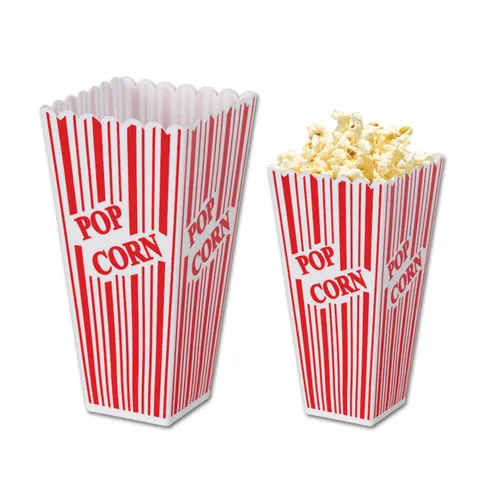 Miniatura 3 de Beistle Cajas de papel para palomitas de maíz, paquete de 8 recipientes a rayas rojas y blancas con diseño retro de estrella de cine, mini cajas