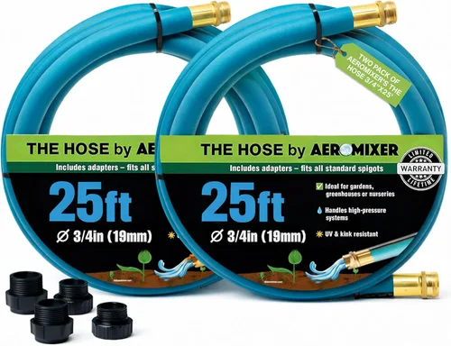 Miniatura 12 de Aeromixer THE HOSE - Manguera de jardín de 1 pulgada de 15 pies con juego de adaptadores para espitas de 3/4, mangueras de jardín comerciales sin