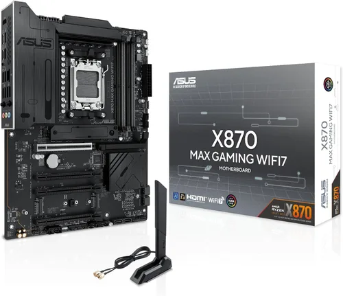 Placa base ASUS X870 MAX Gaming WIFI7 AMD AM5 ATX, 12+2+1 80A DrMOS, DDR5, PCIe 5.0 x16 Q-Release, 3X M.2, Wi-Fi 7 Q-Antena, LAN 2.5Gb, USB4®