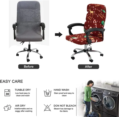 Fundas navideñas para silla de oficina, funda protectora universal elástica para silla de jefe de respaldo alto moderno y sencillo (XMAS01, L)